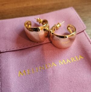 Melinda Maria Shiny Gold Dome Huggie Earrings